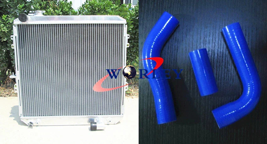 Aluminum Radiator + Black Hose for Toyota Hilux LN106 LN111 2.8L Diesel (88-97)
