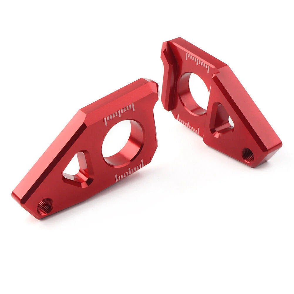 Yamaha YZF FZ8 FZ1 TMAX Red Motorcycle Axle Spindle Chain Adjuster Blocks