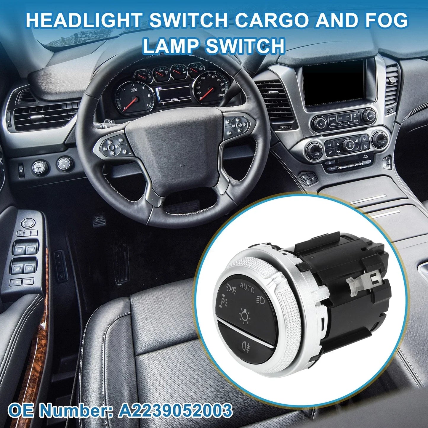 Headlight Switch for Mercedes-Benz C 300 2022-2023, Plastic, Black