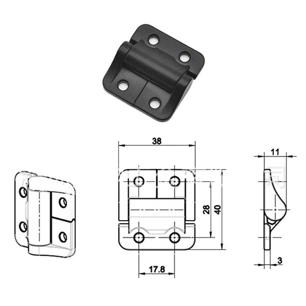 Constant Torque Hinge 1.57 x 1.50 in, 4 Holes Black Model