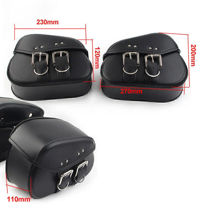 Black PU Leather Saddle Bags for Sportster Dyna Motorcycle