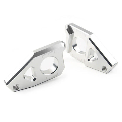 Yamaha YZF FZ8 FZ1 TMAX Silver Motorcycle Axle Spindle Chain Adjuster Blocks