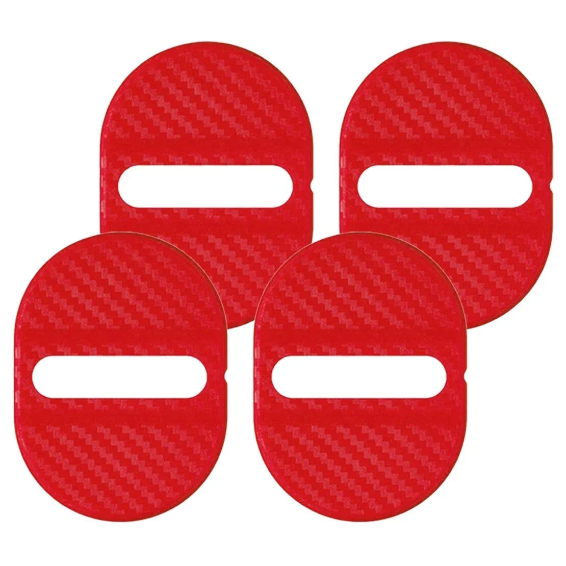 4 x Universal Red Carbon Fiber Scuff Plate Door Lock Covers for Various Models