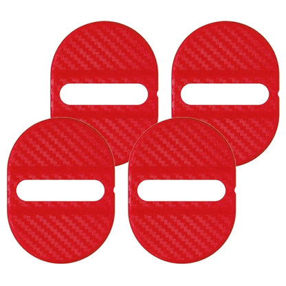 4 x Universal Red Carbon Fiber Scuff Plate Door Lock Covers for Various Models