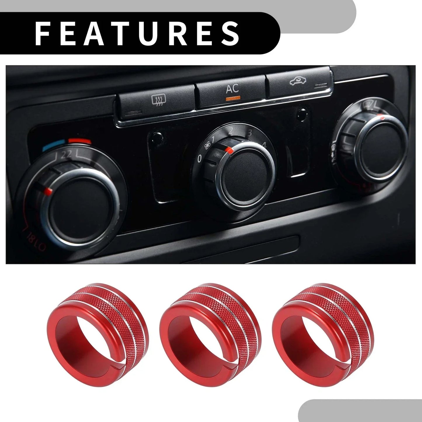 Rear AC Heat Temp Climate Switch Knob Cover for Dodge Durango (2011-2020)