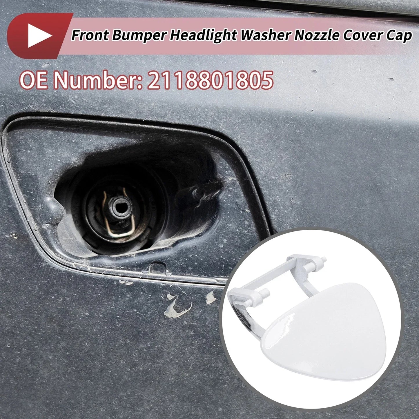 Front Right Washer Nozzle Cover for Mercedes-Benz E320 (1994-2006) White 1 x
