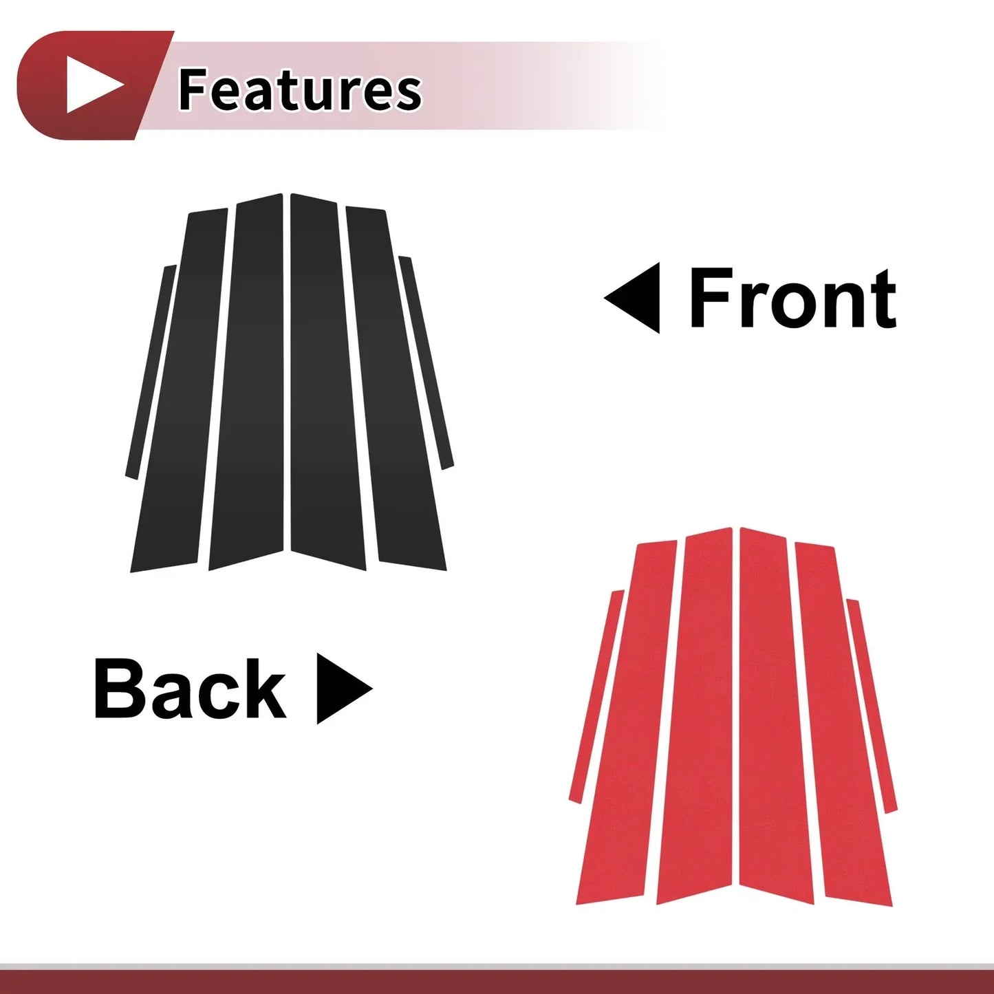 6 Pcs Car Door Pillar Window Trim for Honda Civic (2006-2011) Black