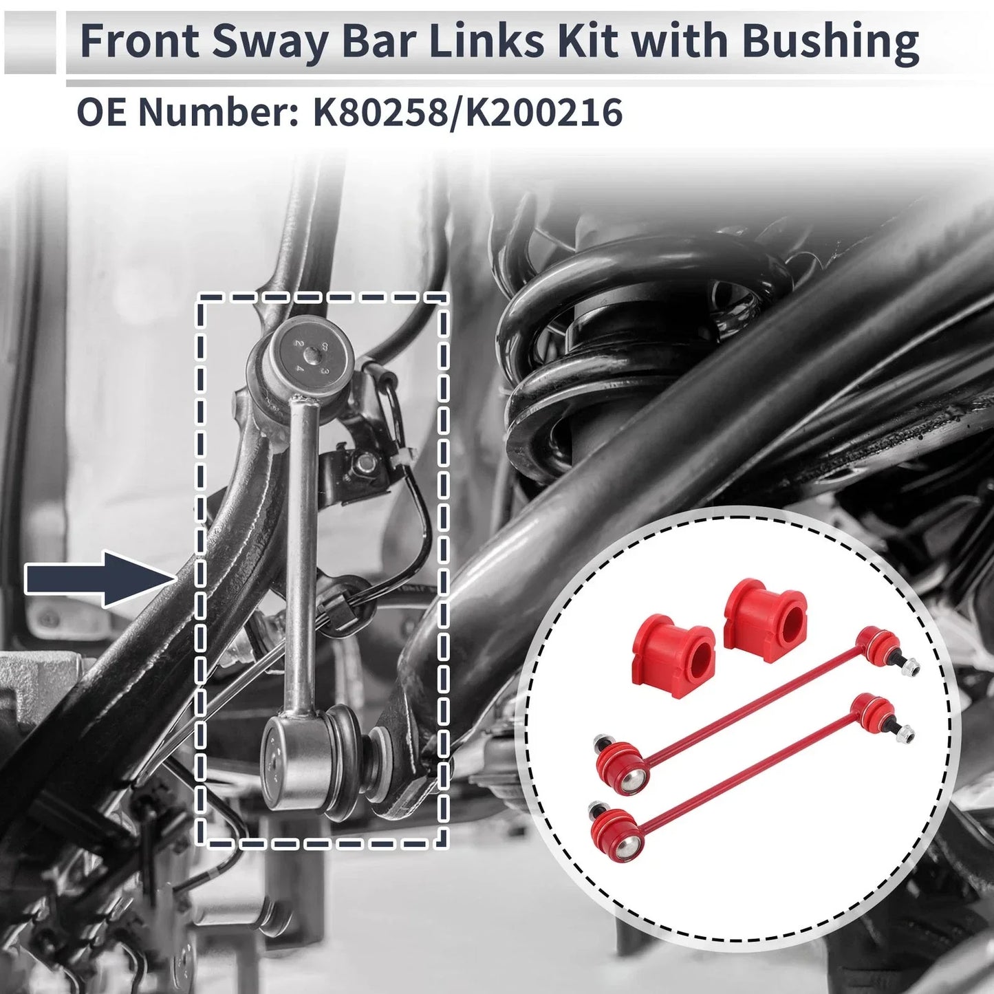 Front Stabilizer Bar Links 2 x Pcs Bushing for Jeep Patriot (2007-2017)