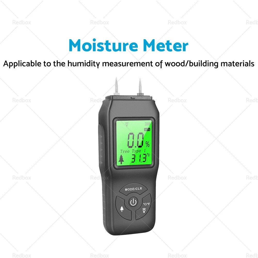 Moisture Meter 2-Pin Digital LCD Humidity Detector for Wood & Caravan