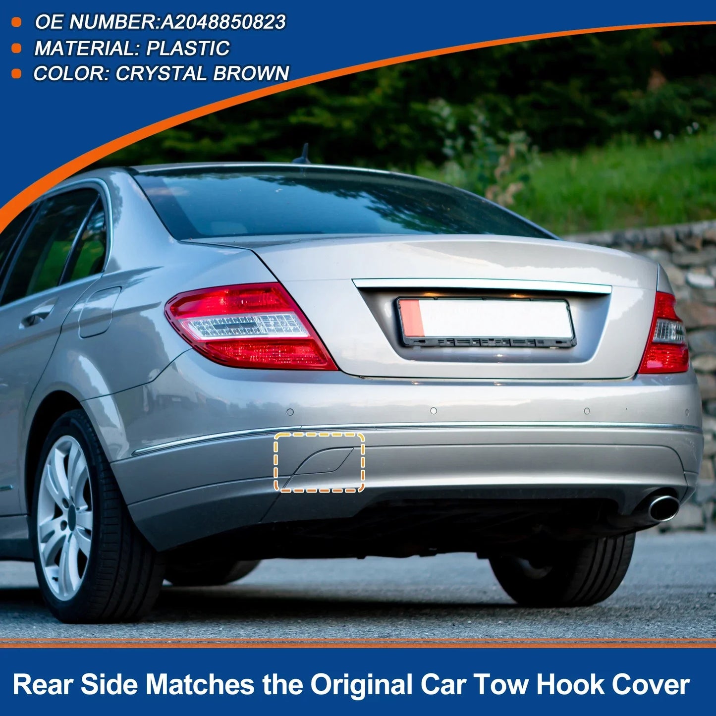 Rear Tow Hook Cover for Mercedes-Benz (2012-2015) Crystal Brown
