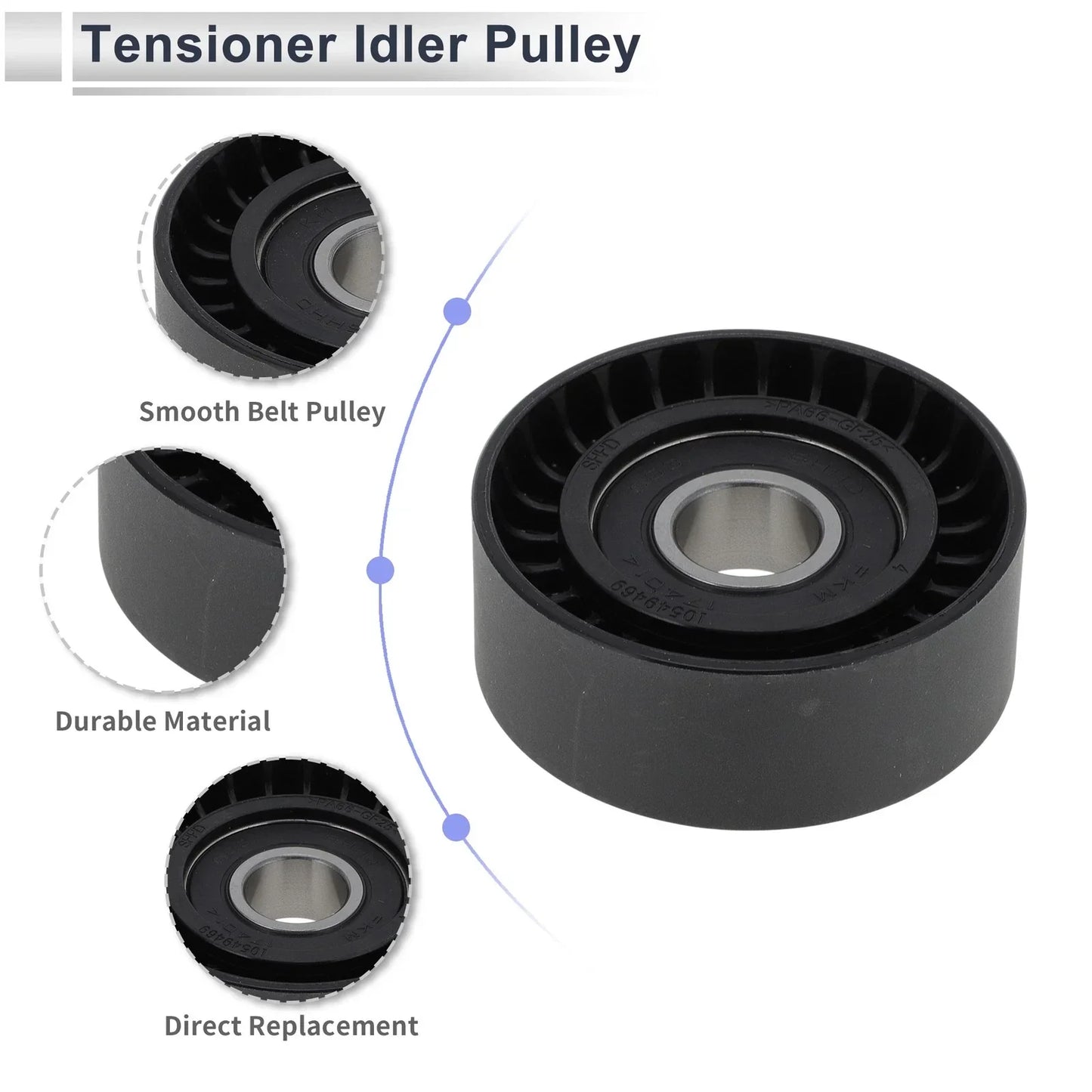 Drive Belt Idler Pulley for Porsche Cayenne (2010-2014) Black 1 x Piece