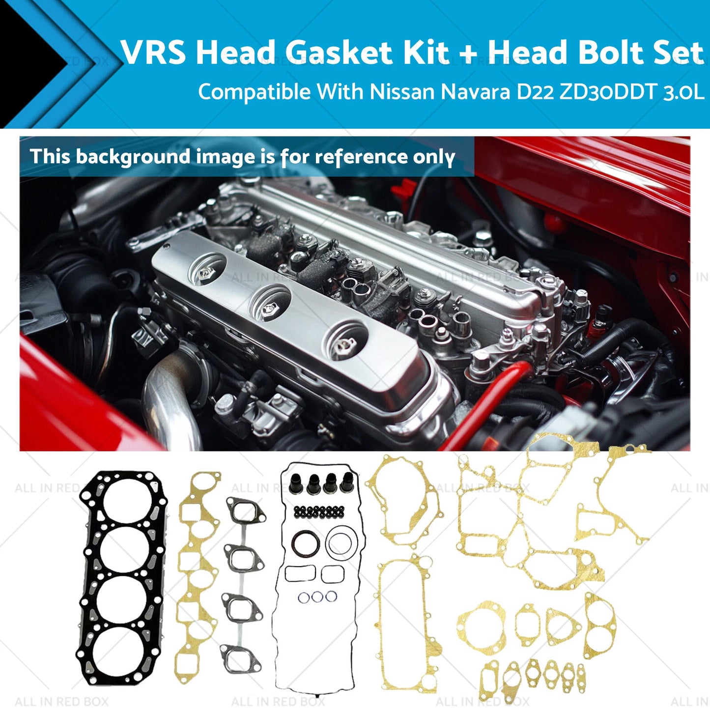 VRS Head Gasket Kit & Bolt Set for Nissan Navara D22 ZD30DDT 3.0L (2001-2015)