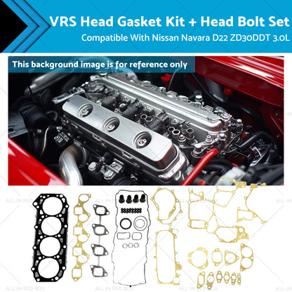 VRS Head Gasket Kit & Bolt Set for Nissan Navara D22 ZD30DDT 3.0L (2001-2015)