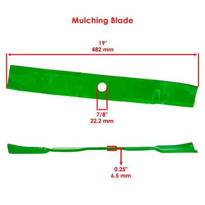 Caltric Mulching Deck Blade for John Deere 54 Inch 19 in Circle Hole (1878)