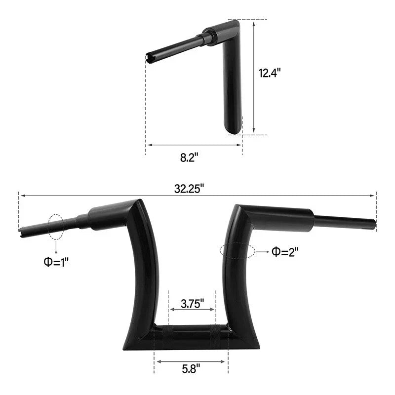 Rise 14" 16" 18" 20" Hanger Handlebar for Harley Sportster Black