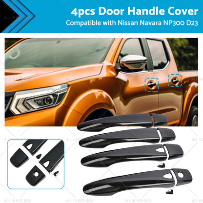 4PCS Black Door Handle Covers for Nissan Navara NP300 D23 (2015-On)