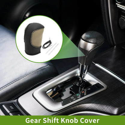 Car Gear Shift Knob Cover for Honda Civic 2022-2024 Black Beige Faux Leather