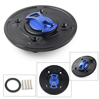 CNC Blue Fuel Gas Tank Cap Keyless for Kawasaki Ninja 400, 650, Z900, Versys 1000