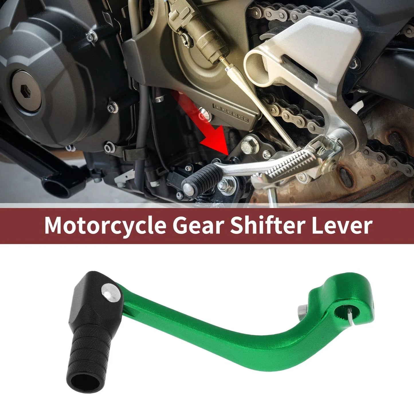 Folding Motorcycle Gear Shifter Lever for Honda CRF110F (2013-2018) Green/Black