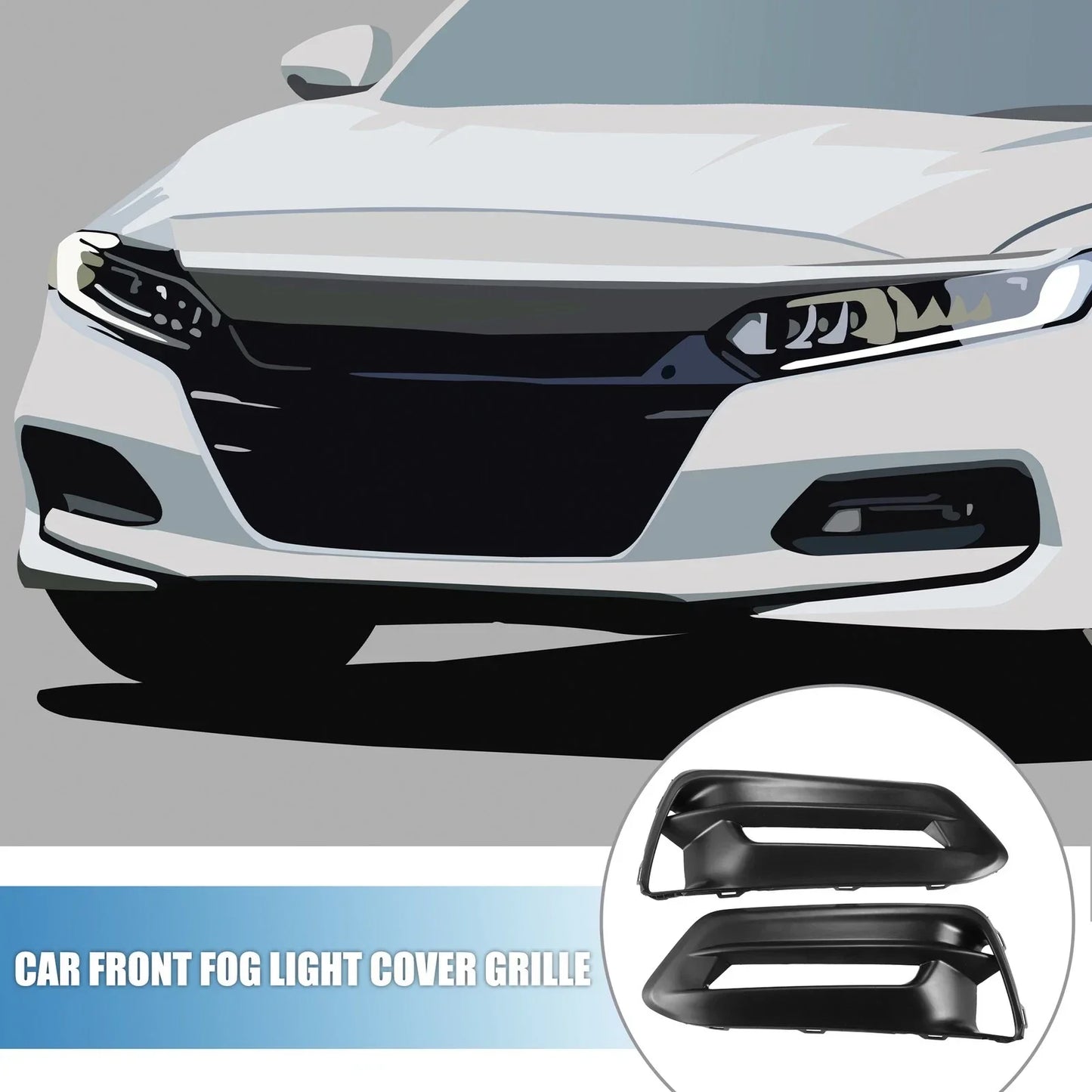 2 x Front Fog Light Grille Covers for Honda Accord (2018-2020) Black