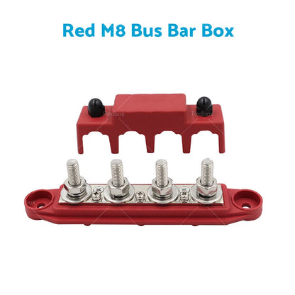 1x Red/Black M8/M10 DC 48V Power Distribution Box Terminal Block