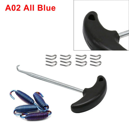 Blue Steel Exhaust Pipe Muffler Mounting Springs Hooks for Motorcycle (N/A)