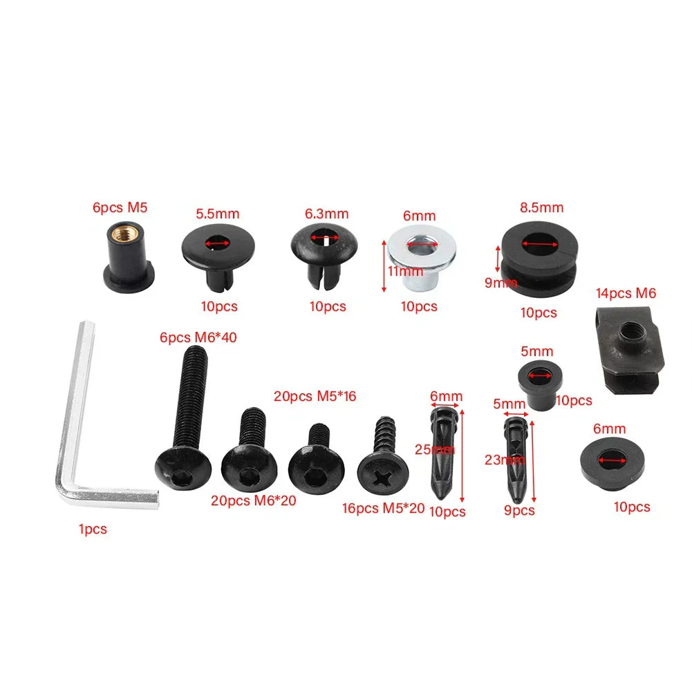 Screws Fairing Bolts for Yamaha YZF R6 (2008-2016) - Metal & Plastic Black