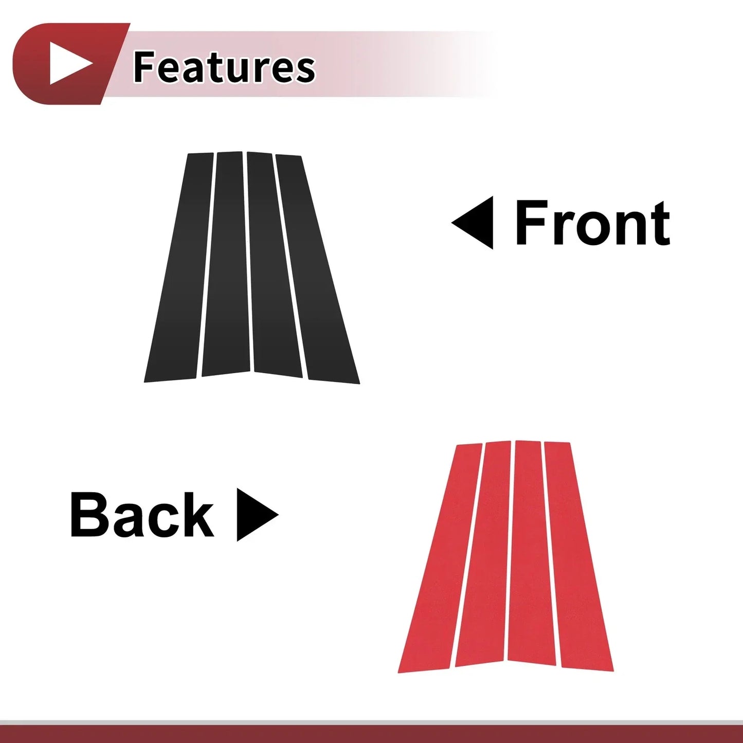 Black Front Left Right Door Pillar Window Trim for Lexus RX (1998-2002) 4 x Pcs