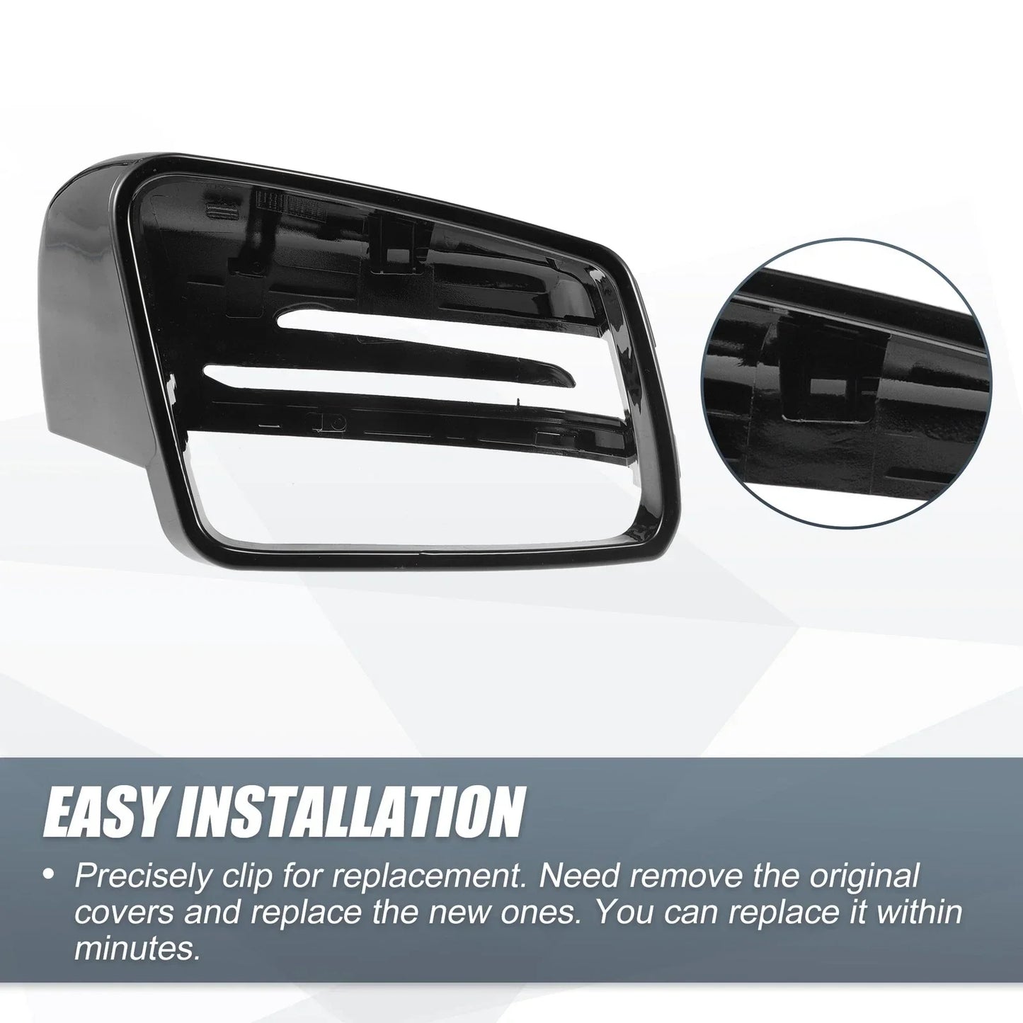 Right Mirror Cover Cap Gloss Black for Mercedes Benz A Class B Class C Class (2013-2023)