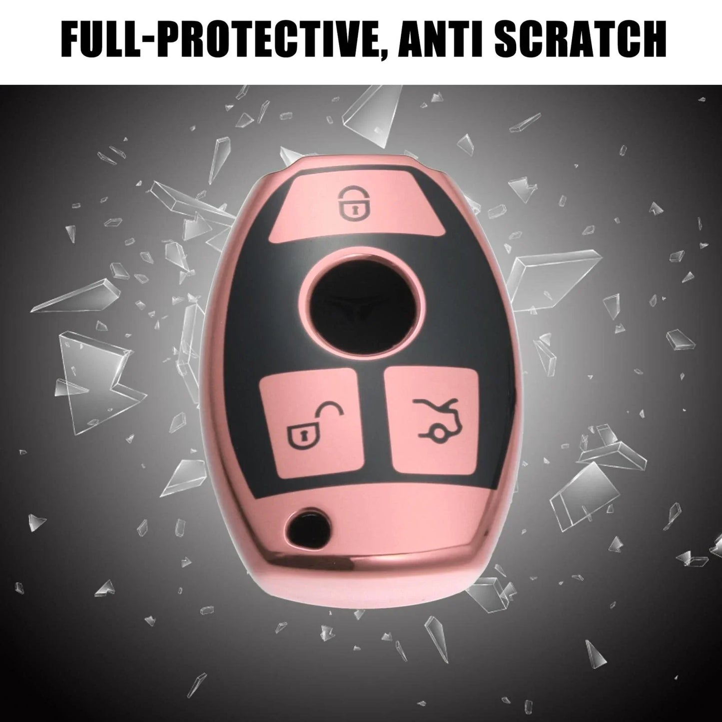 Silicone Smart Key Fob Case Cover for Mercedes Benz A-Class (2013-2018) Pink