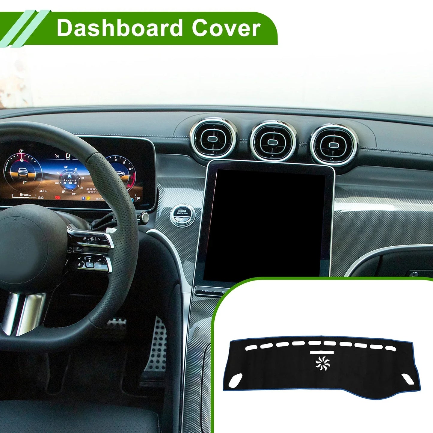 Dashboard Cover Mat for Mercedes A-Class 2013-2017 Sun Protector Pad Black Blue