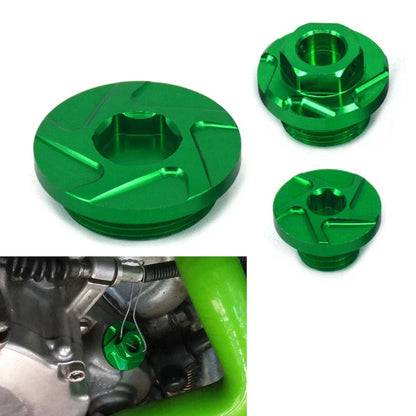 CNC Engine Timing Oil Filter Plugs for Kawasaki KX250F KLX450R (2004-2023)