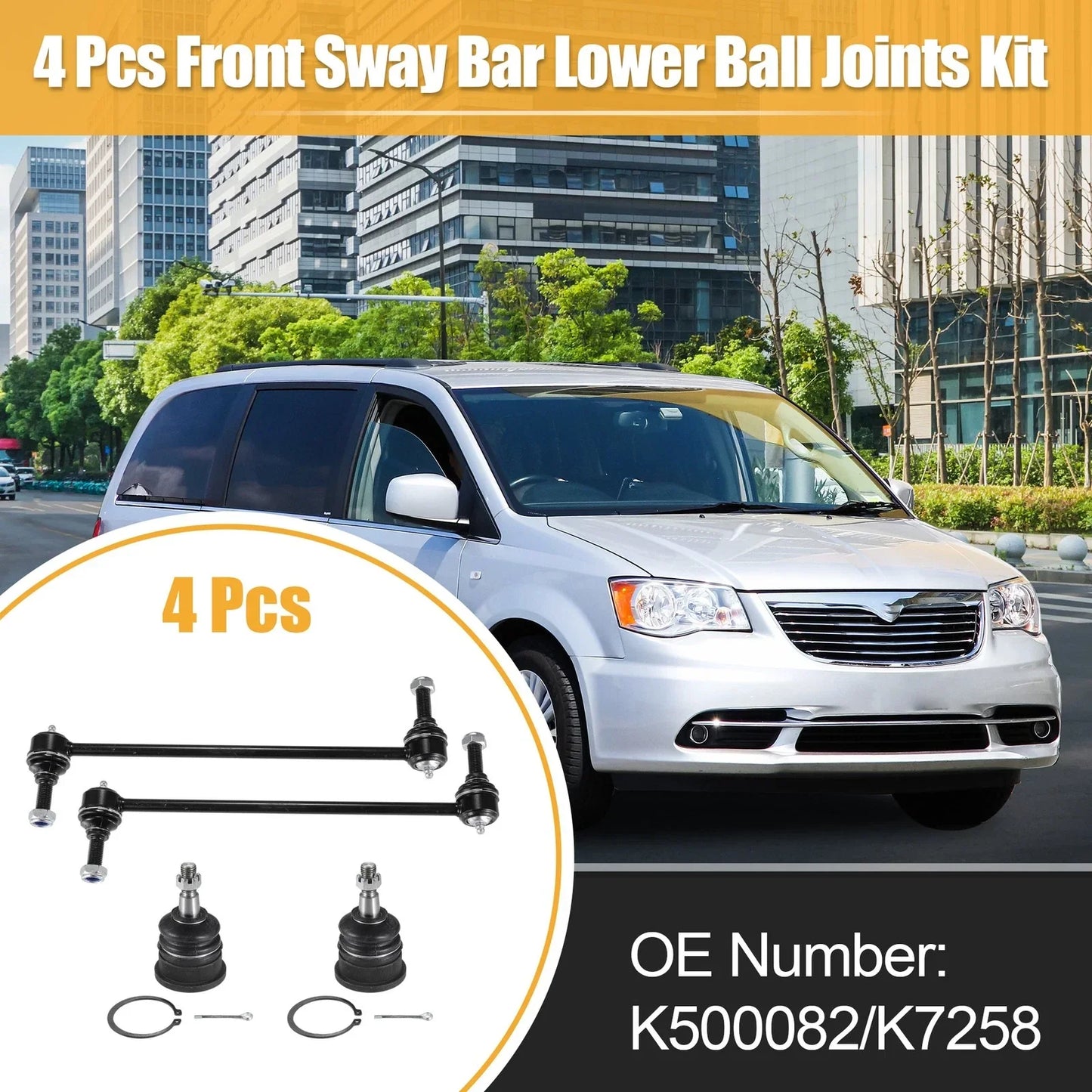 4 Pcs Front Sway Bar Links & Lower Ball Joints for Dodge Grand Caravan (2008-2020)