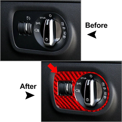 Headlight Switch Panel Cover Trim Carbon Red for Audi TT TTS TTRS (2008-2014)