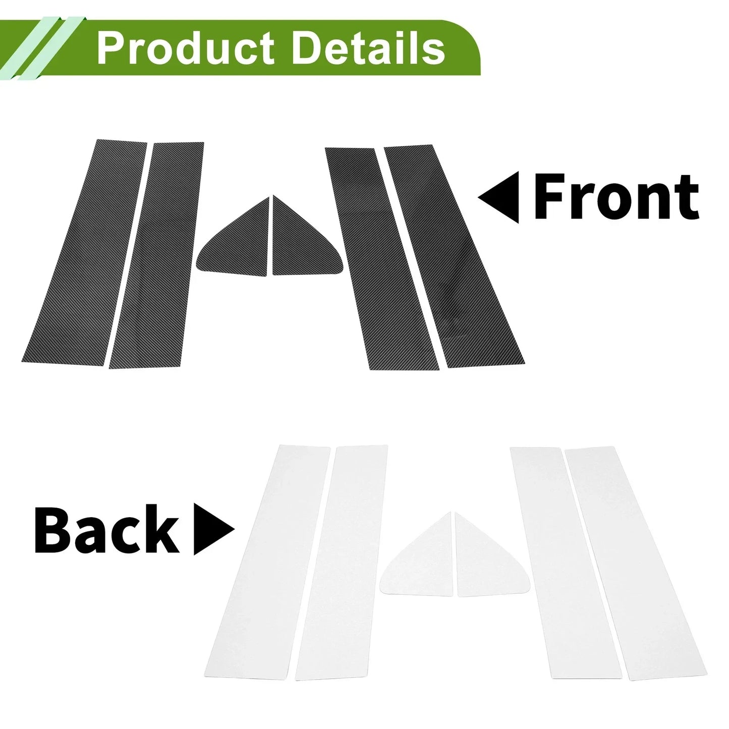 6 Pcs Door Pillar Window Trim for Chevy Silverado (2019-2023) Carbon Fiber