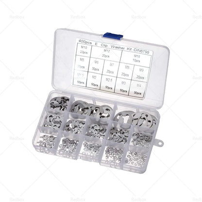 400PCS Assorted M1.5-M15mm Stainless Steel E Clips Circlips Retaining Rings