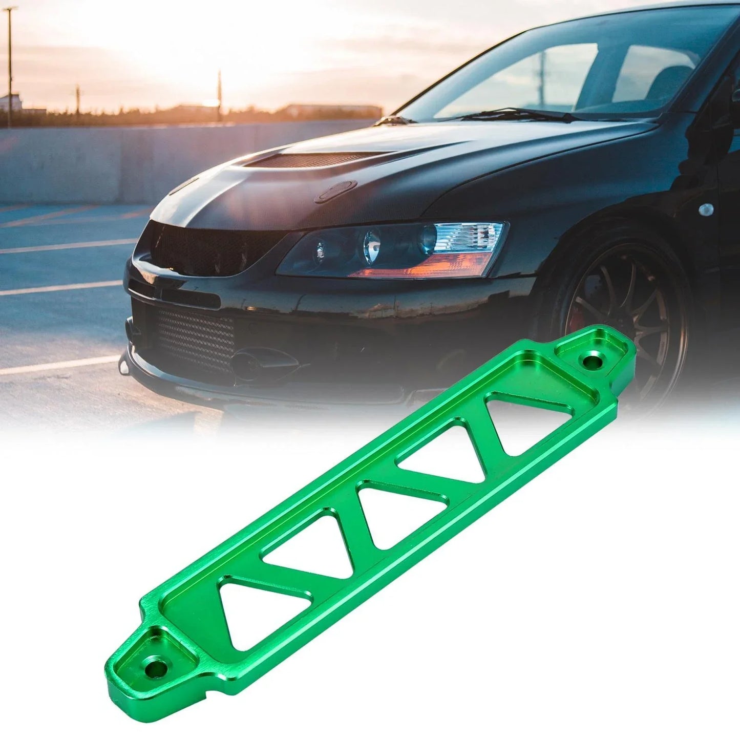 190mm Green Hollow Aluminum Alloy Car Battery Tie Down Bracket for Honda Civic