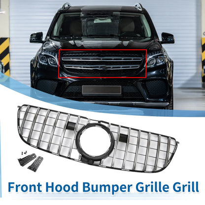 Front Upper Bumper Grille for Mercedes-Benz GLS500 2017 Chrome Silver Tone