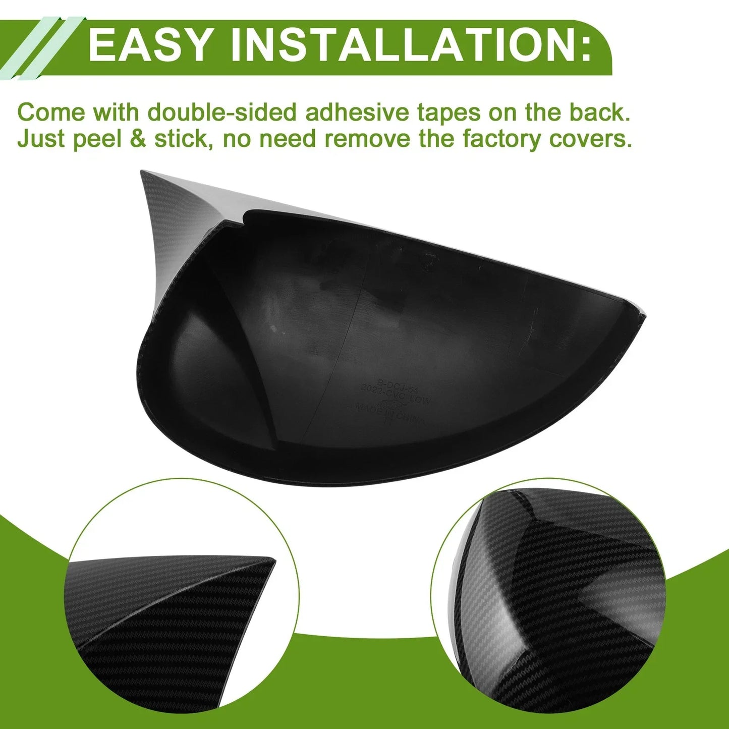 Mirror Cover Cap Replacement Black for Honda Civic LX EX Sport Si (2016-2021)