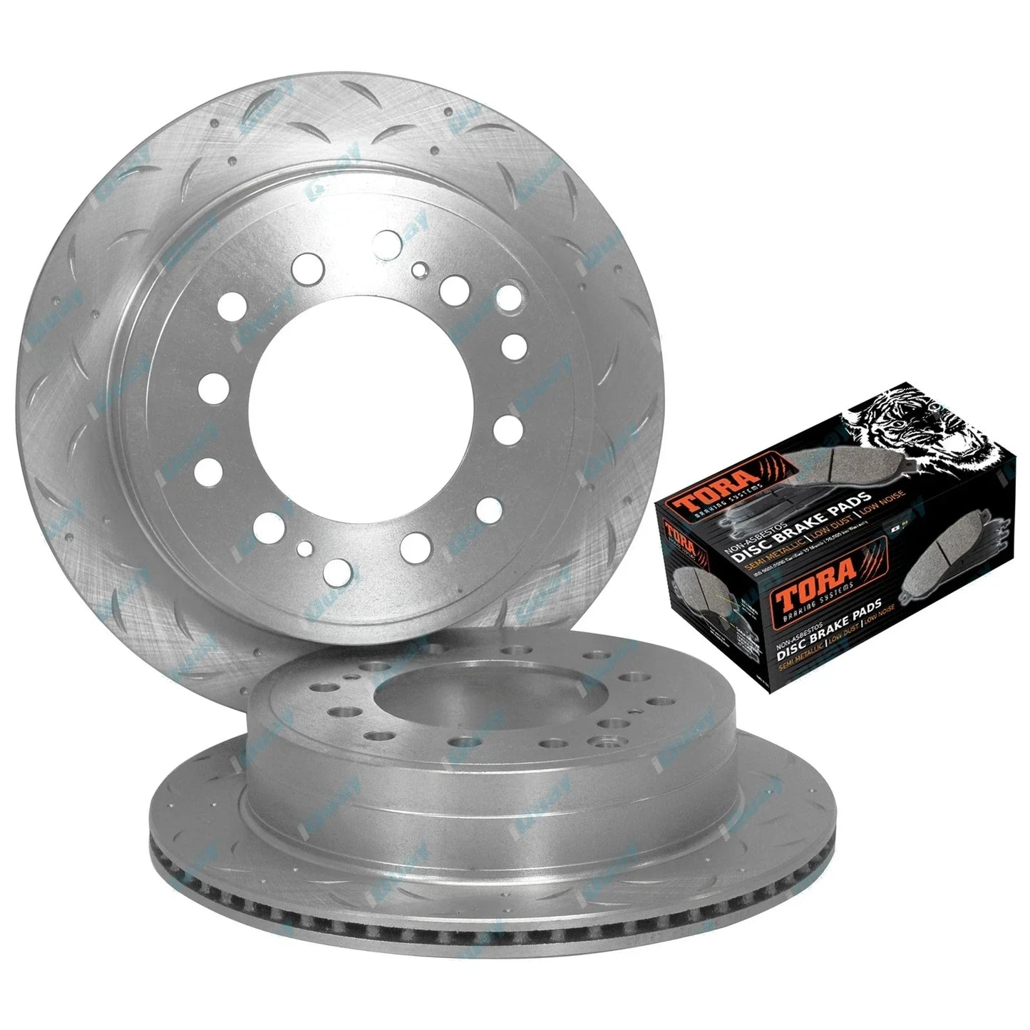 Rear Drilled Slotted Brake Rotors & Pads for Land Cruiser HZJ73/75, FZJ75