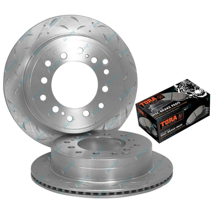 Rear Drilled Slotted Brake Rotors & Pads for Land Cruiser HZJ73/75, FZJ75