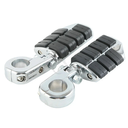 1 1/4" Wing Footpeg Pegs Mount Clamps for Harley Yamaha Chrome