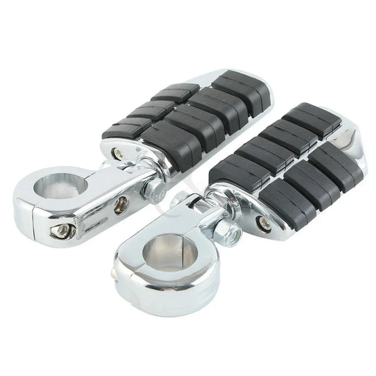 1 1/4" Wing Footpeg Pegs Mount Clamps for Harley Yamaha Chrome
