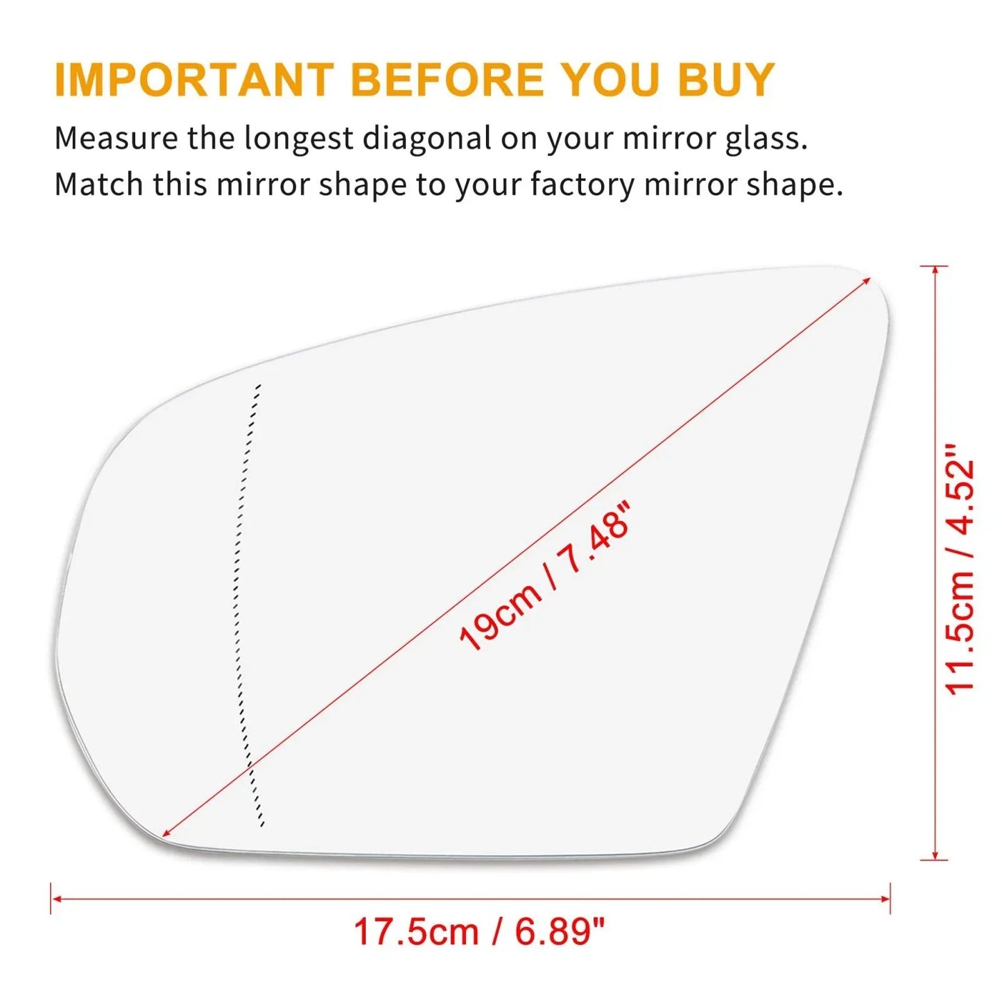 Heated Left Rearview Mirror Glass for Mercedes-Benz C-Class (2015-2023)