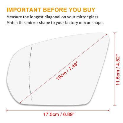 Heated Left Rearview Mirror Glass for Mercedes-Benz C-Class (2015-2023)