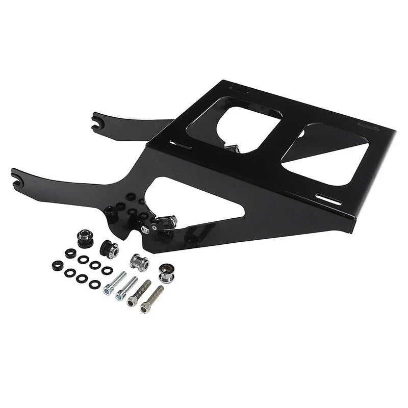 Black Chopped Trunk Backrest Mount Rack for Harley Softail Deluxe (2018-2025)