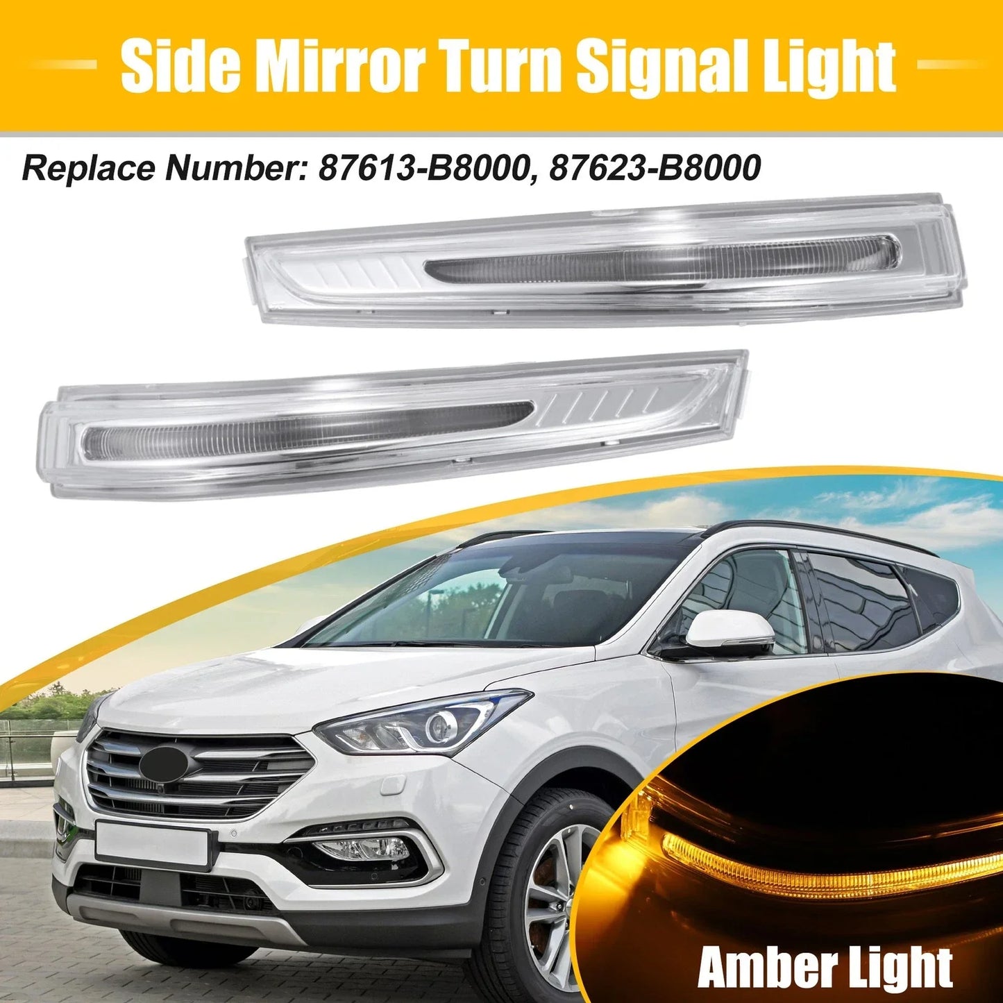 Left Right Side Mirror Turn Signal Lights for Hyundai Santa Fe (2014-2019)