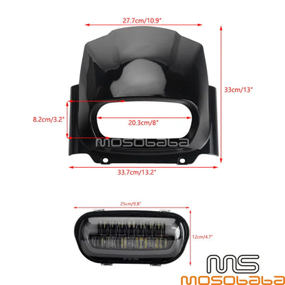 Black Fairing w/9.8'' LED Headlight DRL for Harley Fat Bob FXFB FXFBS (2018-2022)