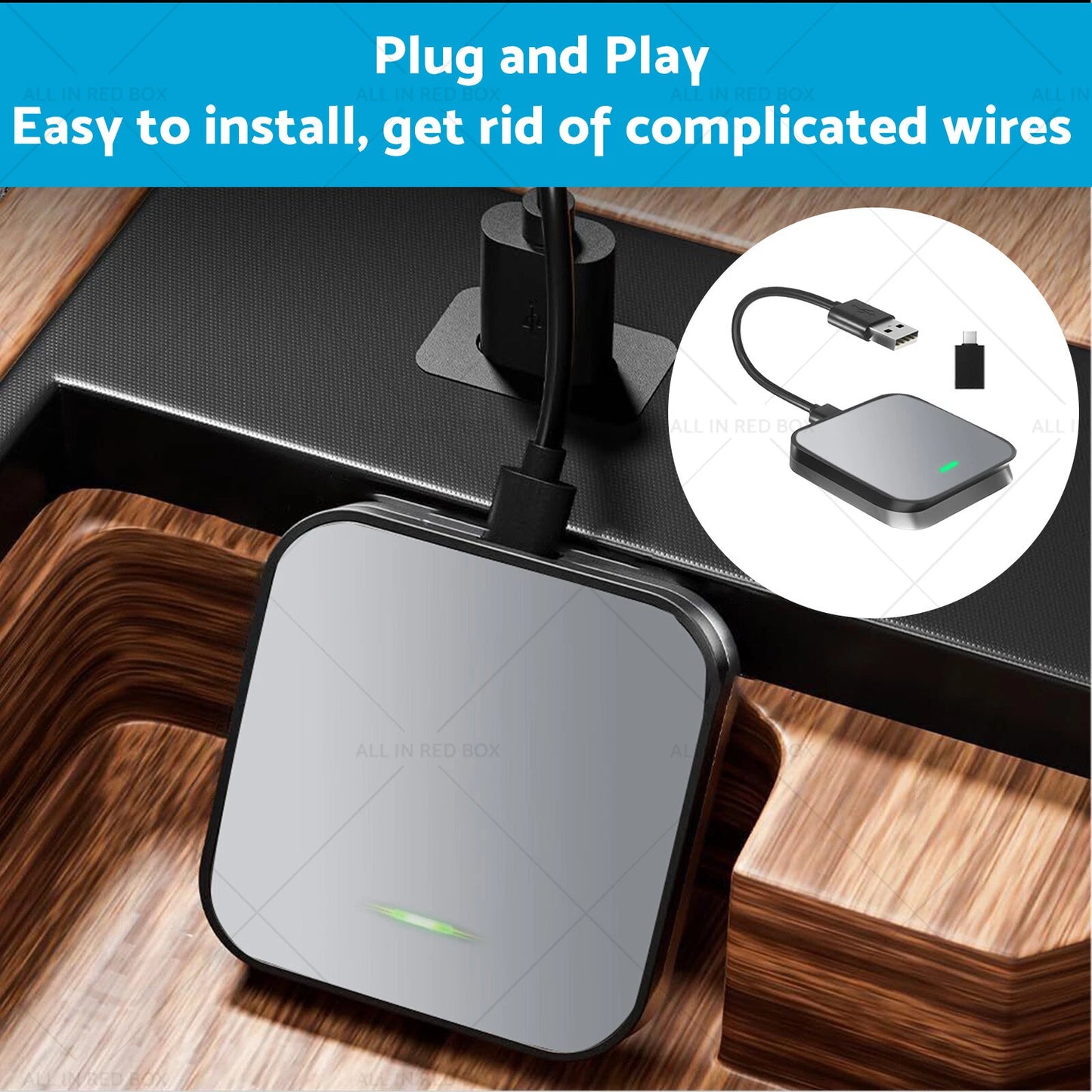 USB Bluetooth Wireless Receiver for Apple CarPlay - Gray