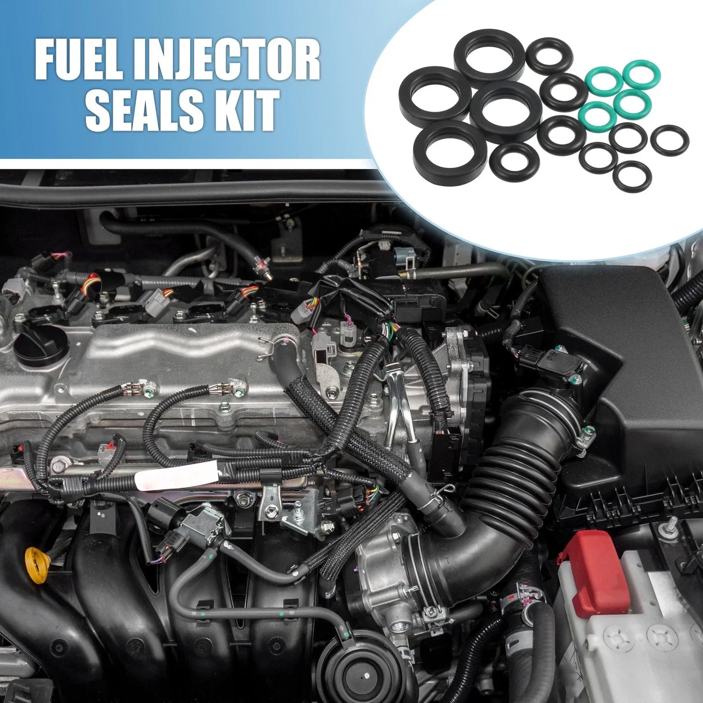 Fuel Injector O-Rings Seals for Honda Accord Civic (1988-2002) - 4 x Rubber Black